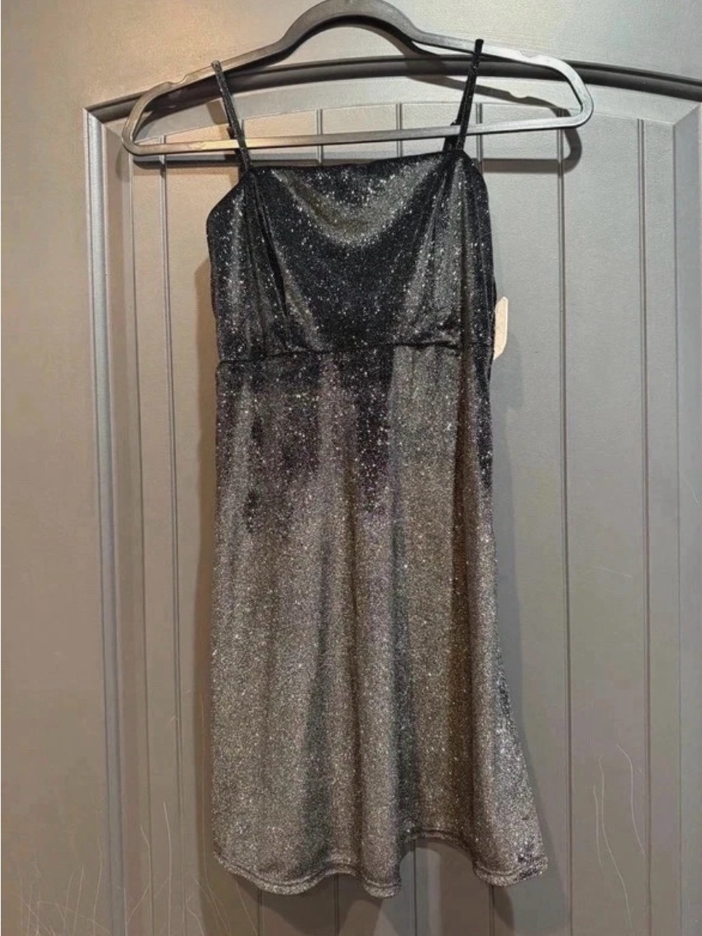 Altar'd State Black Glitter Mini Slip Dress